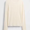 T-shirt i ribbad pointelle