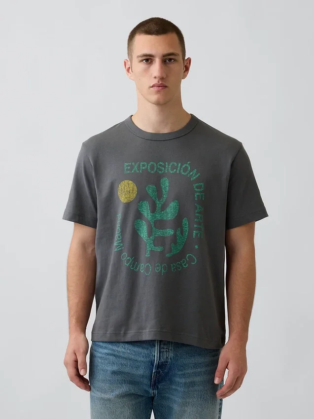 T-shirt i tjockt, avslappnat tyg med tryck