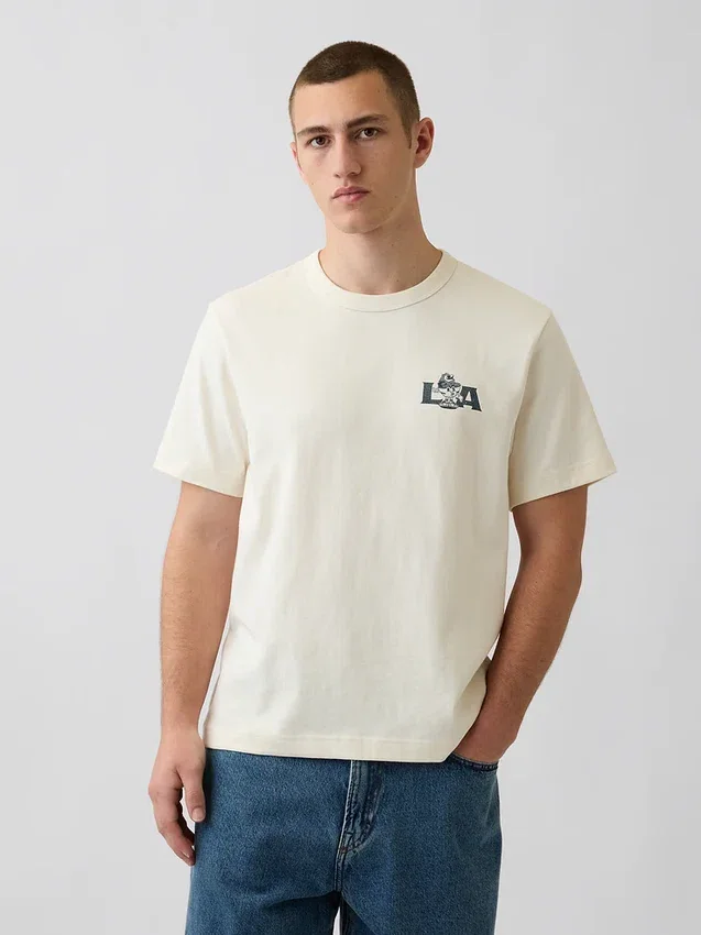 T-shirt i tjockt, avslappnat tyg med tryck
