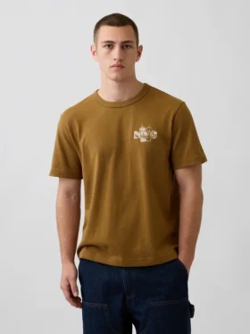 T-shirt i tjockt, avslappnat tyg med tryck