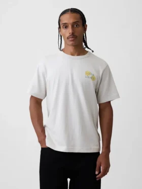 T-shirt i tjockt, avslappnat tyg med tryck