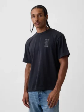 T-shirt i tjockt, avslappnat tyg med tryck