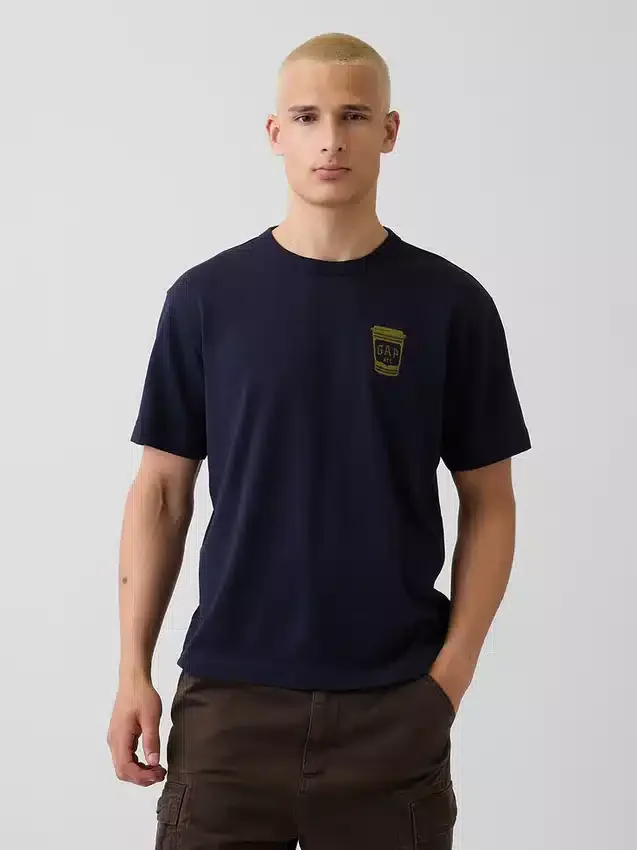 T-shirt i tjockt, avslappnat tyg med tryck