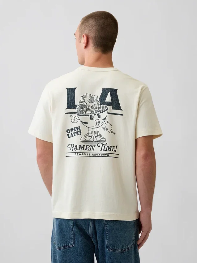T-shirt i tjockt, avslappnat tyg med tryck