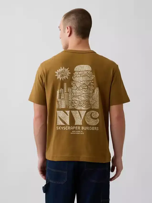 T-shirt i tjockt, avslappnat tyg med tryck