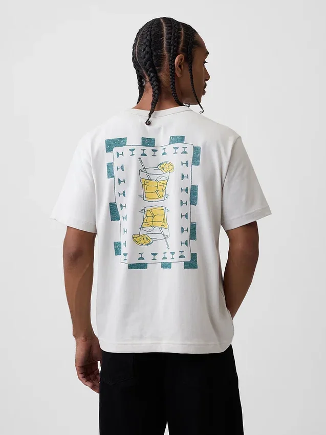 T-shirt i tjockt, avslappnat tyg med tryck