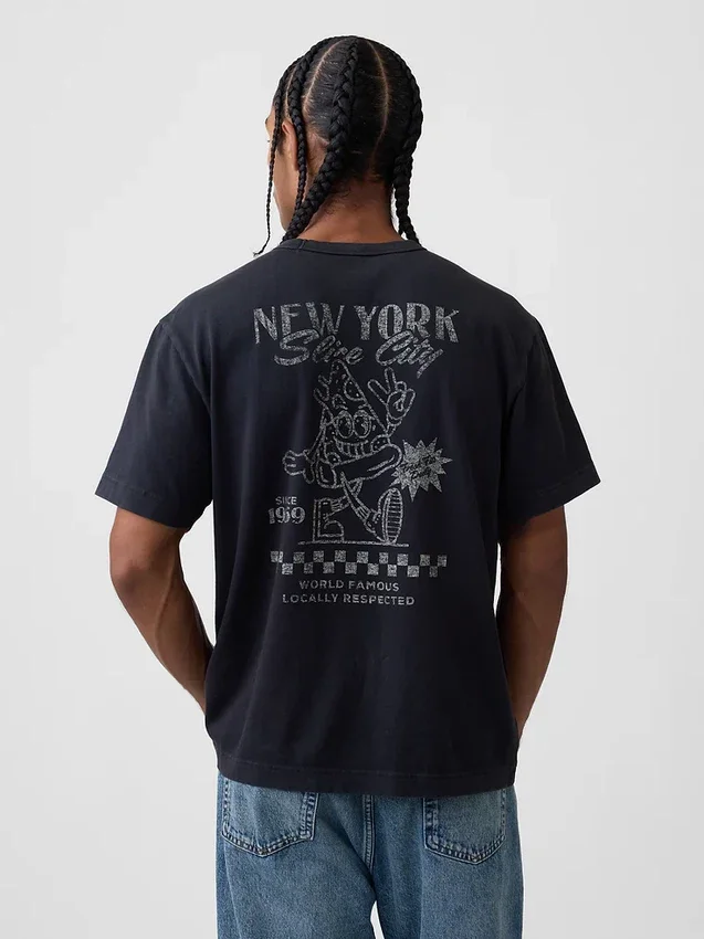T-shirt i tjockt, avslappnat tyg med tryck