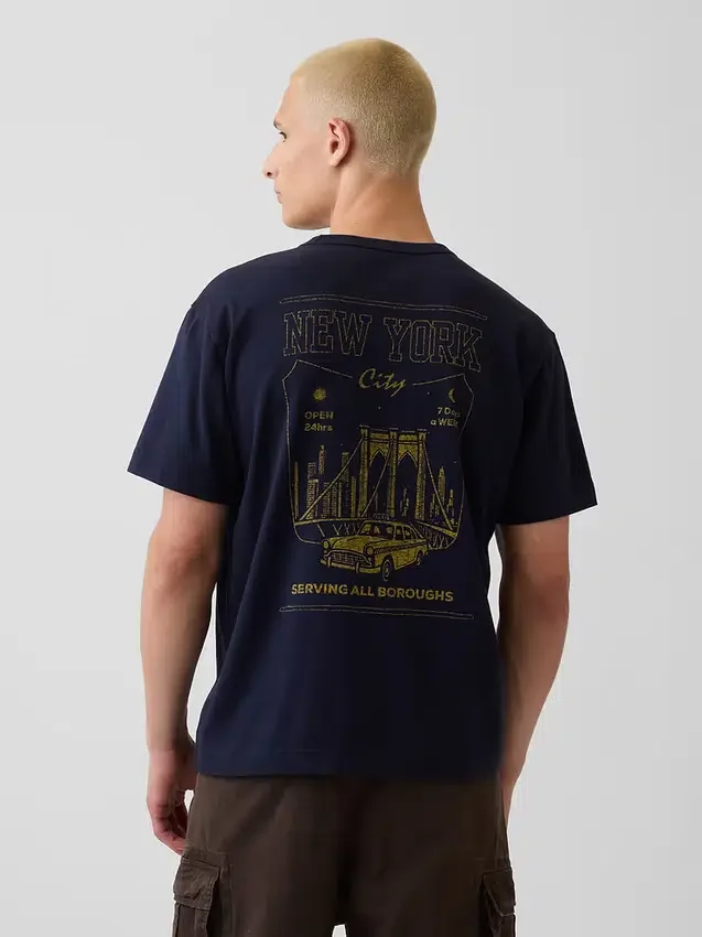 T-shirt i tjockt, avslappnat tyg med tryck