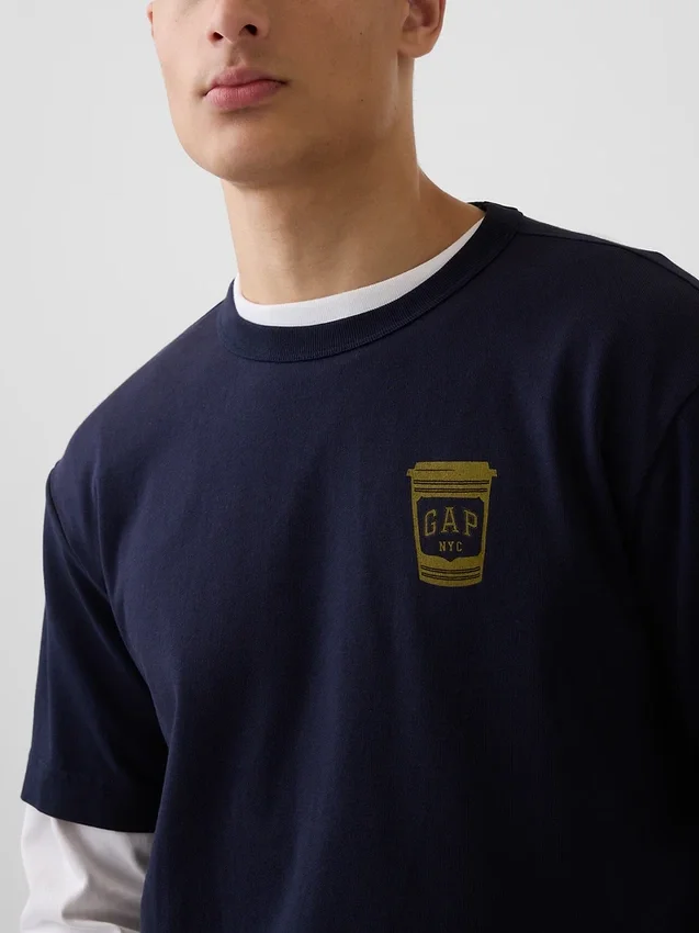 T-shirt i tjockt, avslappnat tyg med tryck