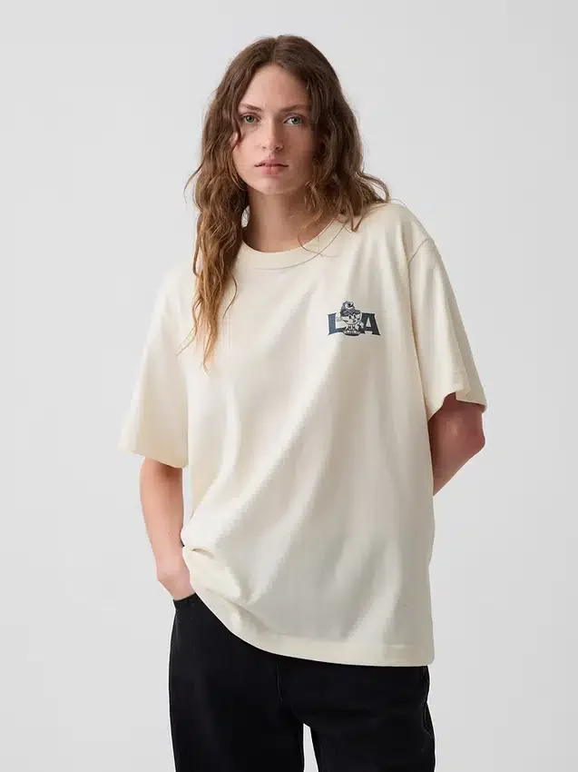 T-shirt i tjockt, avslappnat tyg med tryck