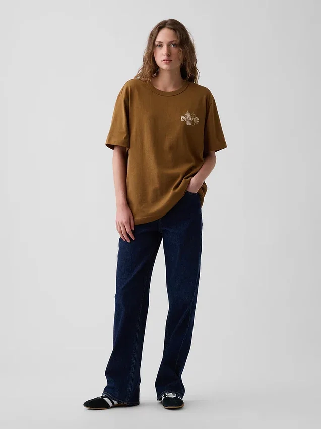 T-shirt i tjockt, avslappnat tyg med tryck