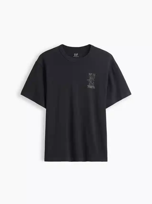 T-shirt i tjockt, avslappnat tyg med tryck