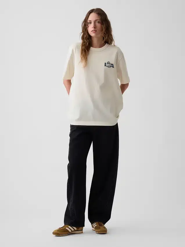 T-shirt i tjockt, avslappnat tyg med tryck