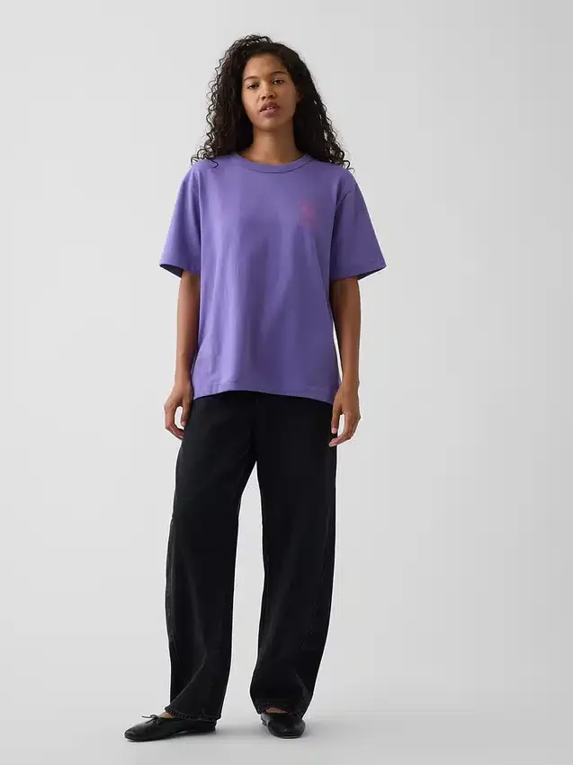 T-shirt i tjockt, avslappnat tyg med tryck