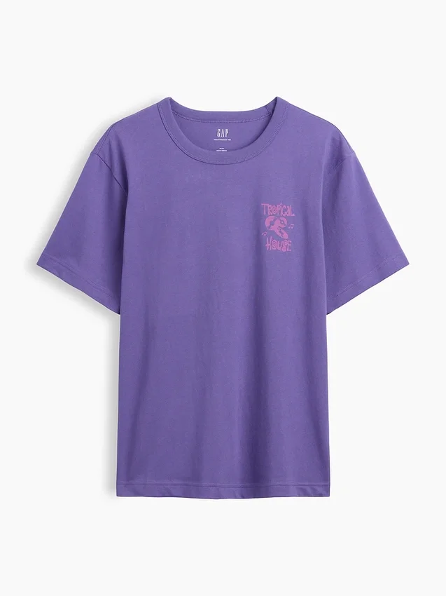 T-shirt i tjockt, avslappnat tyg med tryck