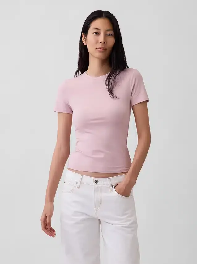 T-shirt i tättstickad jersey
