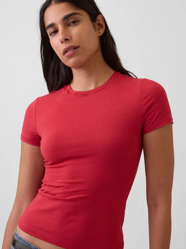 T-shirt i tättstickad jersey