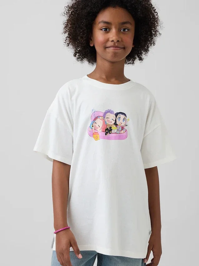 T-shirt i tunika-modell med K-pop-motiv från Demon Hunters för barn