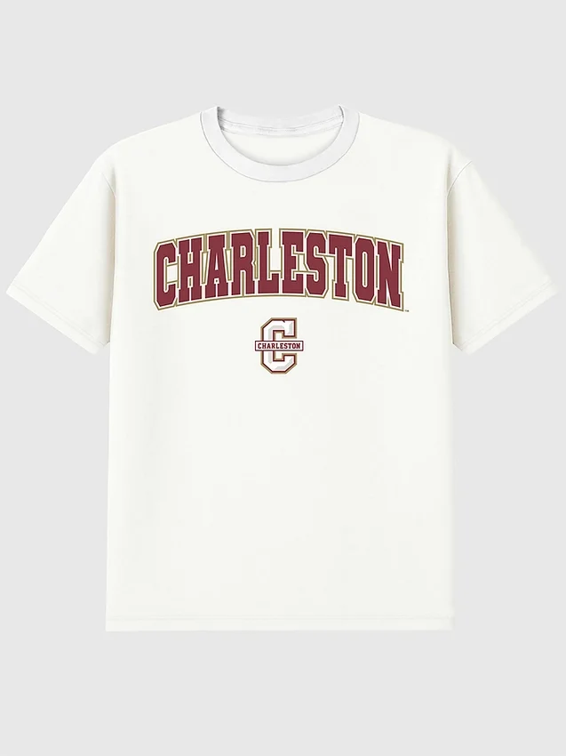 T-shirt med College of Charlestons Arch Logo som sekundär grafik