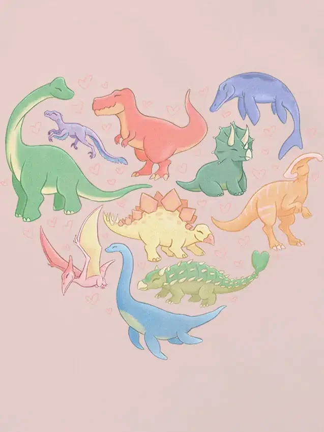 T-shirt med Dino Hearts-motiv för småbarn
