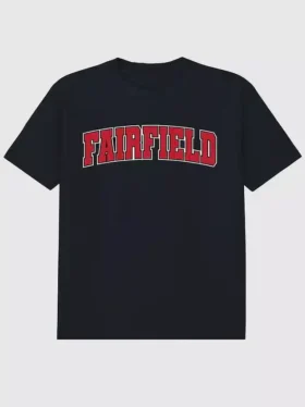 T-shirt med Fairfield Universitys Arch Logo som sekundär grafik