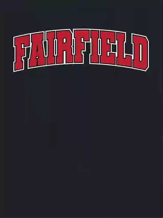 T-shirt med Fairfield Universitys Arch Logo som sekundär grafik