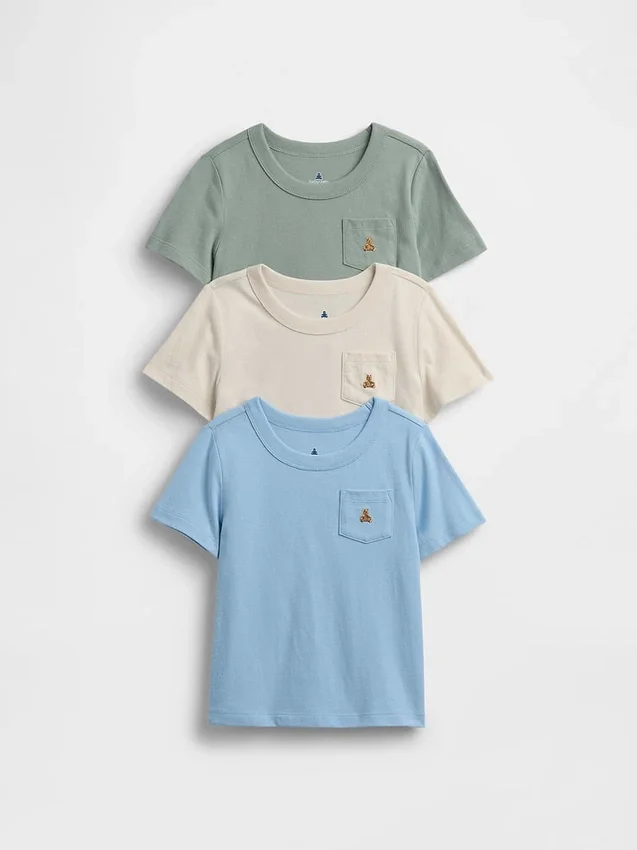 T-shirt med ficka för Baby & Småbarn (3-pack)