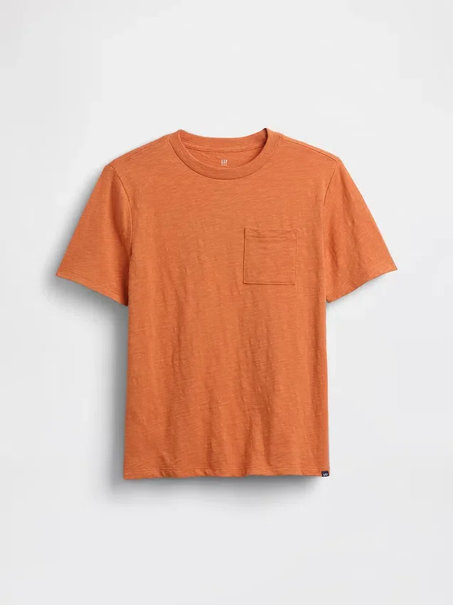 T-shirt med ficka i ekologisk bomull för barn