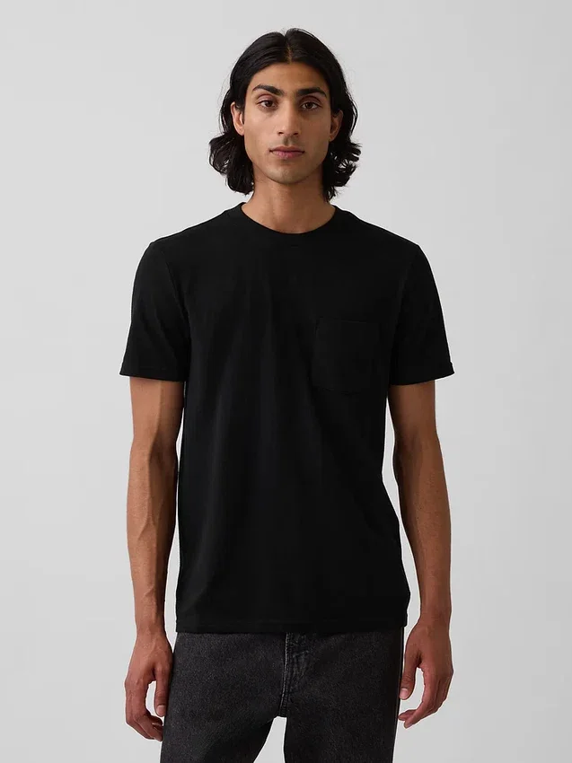 T-shirt med ficka i ekologisk bomull för vuxna