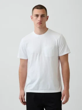 T-shirt med ficka i ekologisk bomull för vuxna