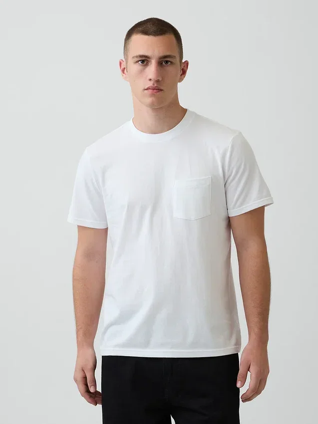 T-shirt med ficka i ekologisk bomull för vuxna