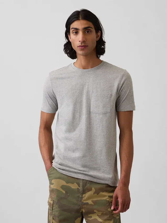 T-shirt med ficka i ekologisk bomull för vuxna