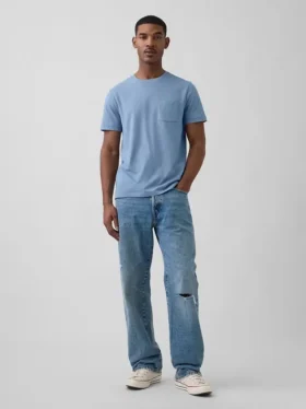 T-shirt med ficka i ekologisk bomull för vuxna