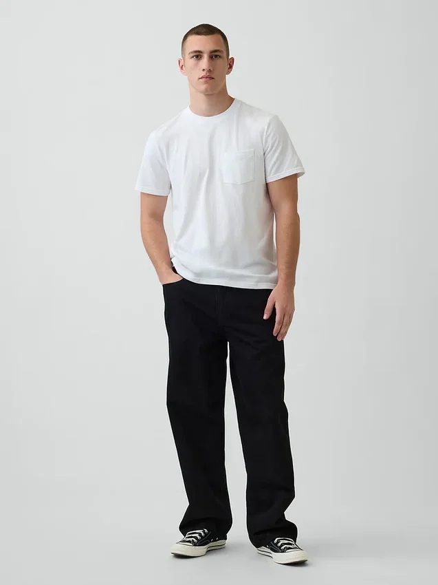 T-shirt med ficka i ekologisk bomull för vuxna