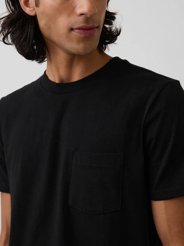 T-shirt med ficka i ekologisk bomull för vuxna