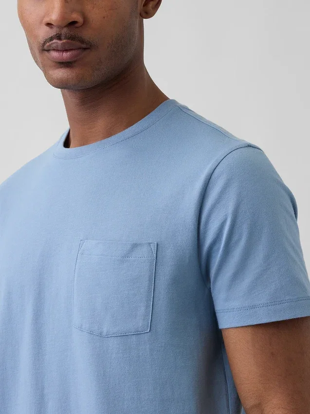 T-shirt med ficka i ekologisk bomull för vuxna