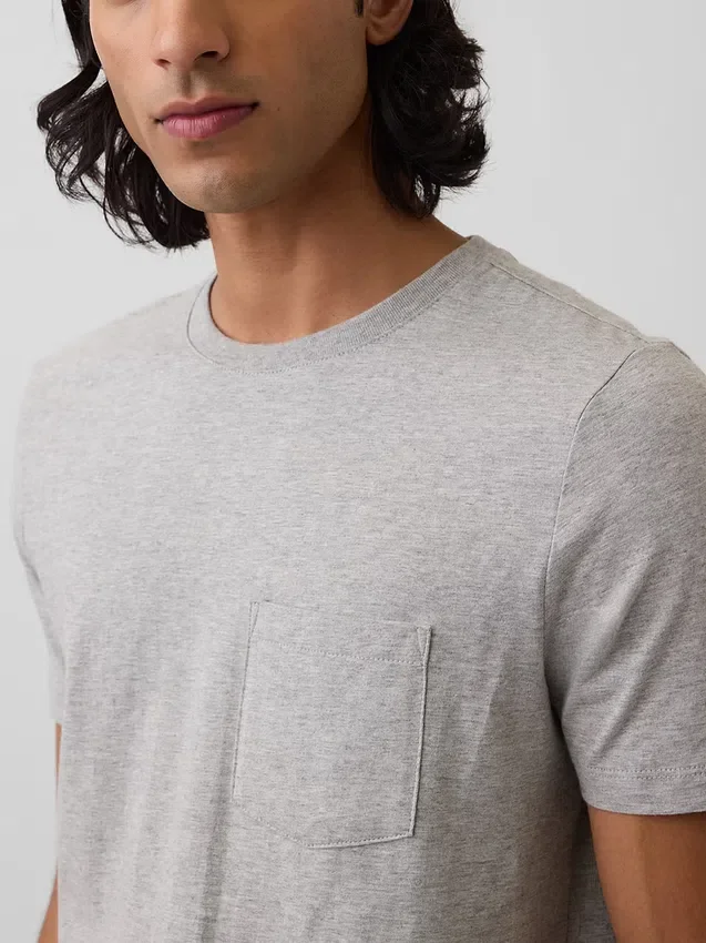 T-shirt med ficka i ekologisk bomull för vuxna