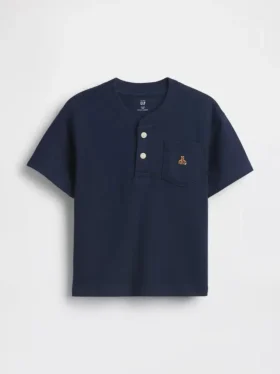 T-shirt med ficka och henleykrage för Baby & Småbarn