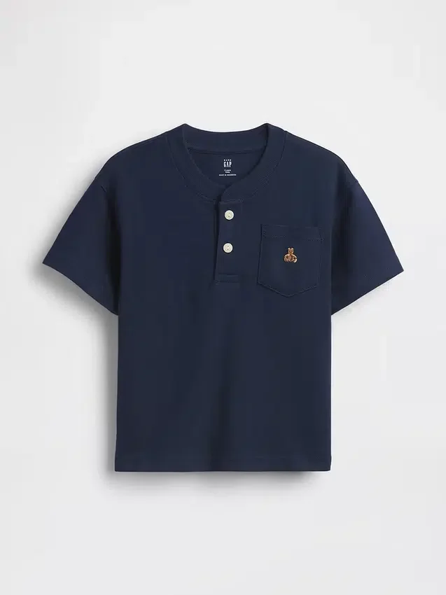 T-shirt med ficka och henleykrage för Baby & Småbarn