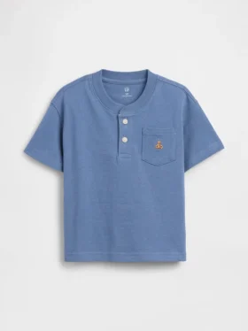T-shirt med ficka och henleykrage för Baby & Småbarn