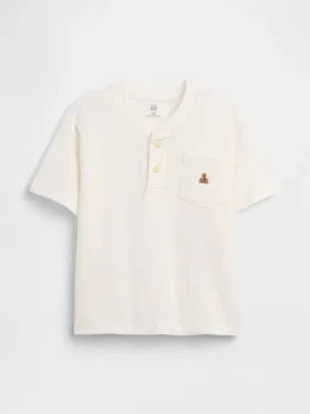 T-shirt med ficka och henleykrage för Baby & Småbarn