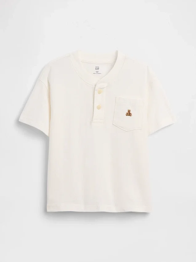 T-shirt med ficka och henleykrage för Baby & Småbarn