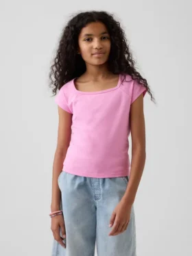 T-shirt med fyrkantig halsringning för barn