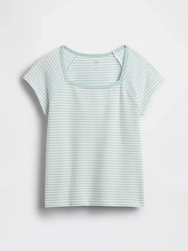 T-shirt med fyrkantig halsringning för barn