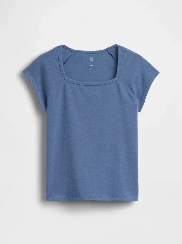 T-shirt med fyrkantig halsringning för barn