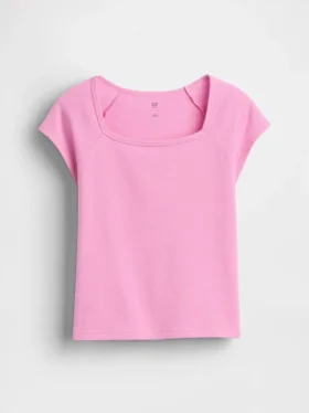 T-shirt med fyrkantig halsringning för barn