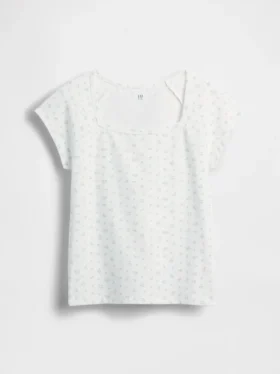 T-shirt med fyrkantig halsringning för barn