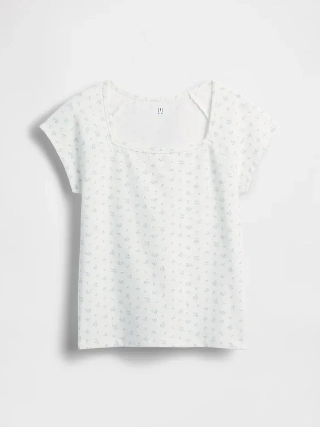 T-shirt med fyrkantig halsringning för barn