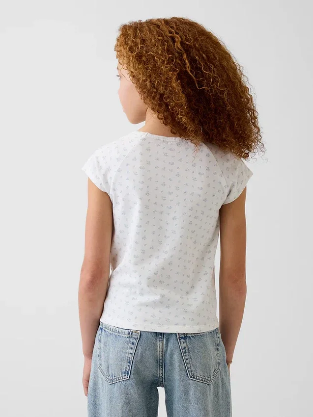 T-shirt med fyrkantig halsringning för barn