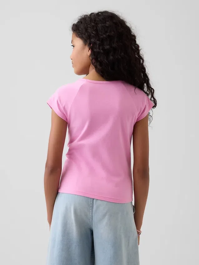 T-shirt med fyrkantig halsringning för barn